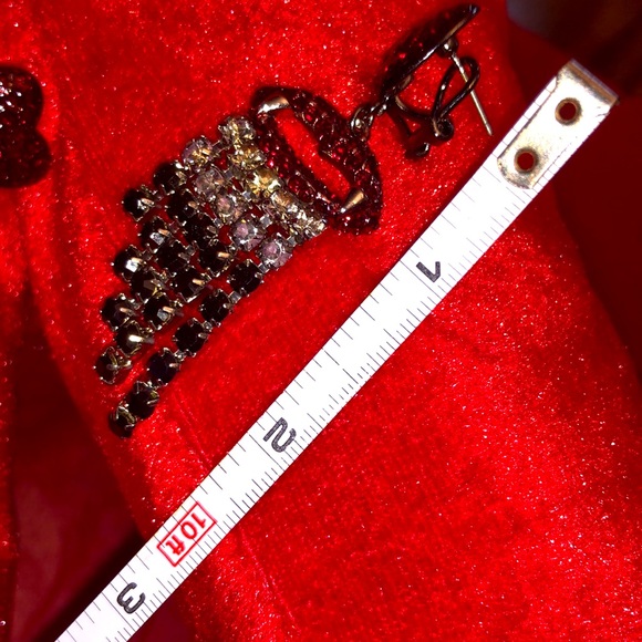 Earrings vampire heart stones dangling Stunning - Picture 7 of 7